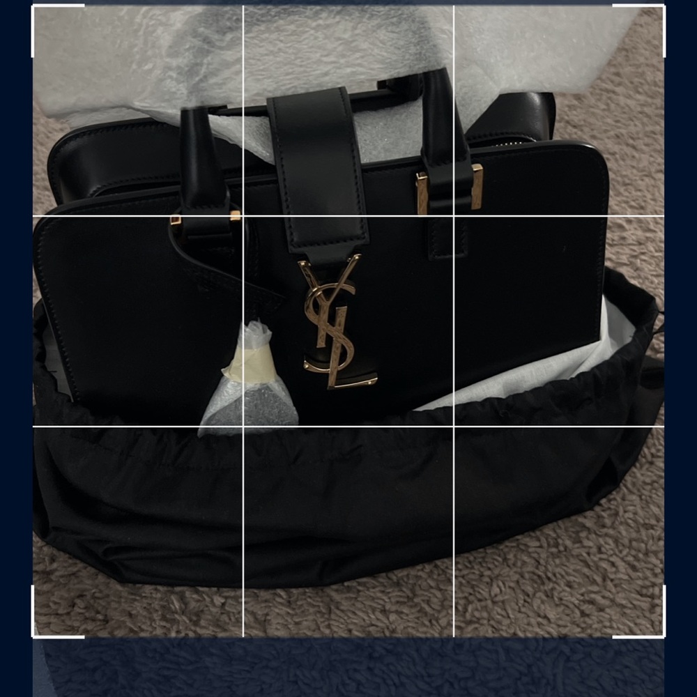 Yves Saint Laurent (YSL) Monogram Cabas CrossTophandle Purse. Smooth calf skin